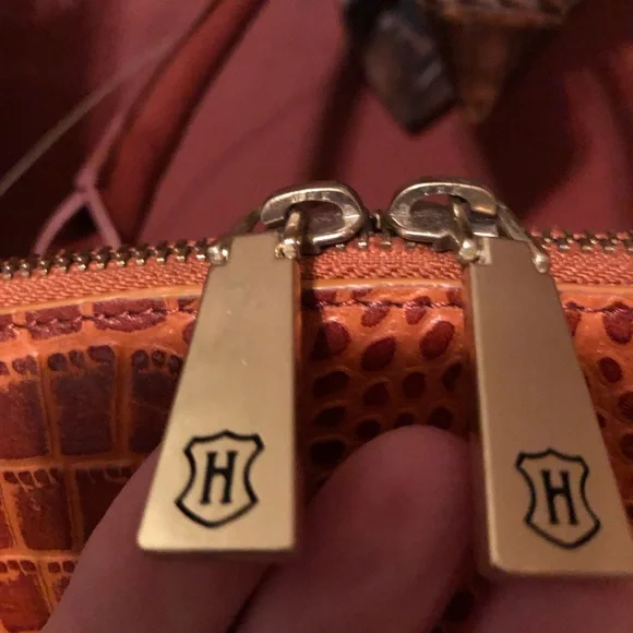 J.W. Hulme Co. Orange/Brown Leather Croc Embossed Handbag - Picture 6 of 16